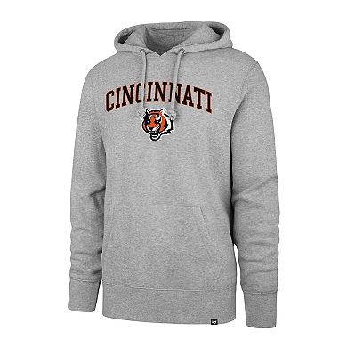 Men's '47 Gray Cincinnati Bengals Arch Game Headline Pullover Hoodie