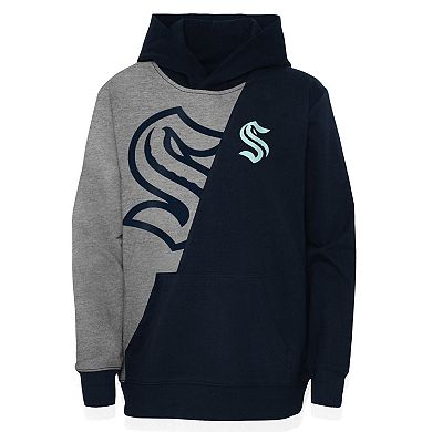 Youth Heather Gray/Deep Sea Blue Seattle Kraken Unrivaled Pullover Hoodie