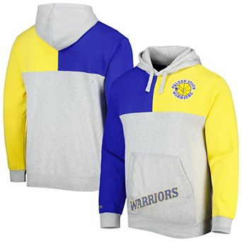 Men's Mitchell & Ness Heather Gray Golden State Warriors Tie-Breaker Pullover Hoodie