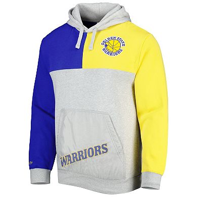 Men's Mitchell & Ness Heather Gray Golden State Warriors Tie-Breaker Pullover Hoodie