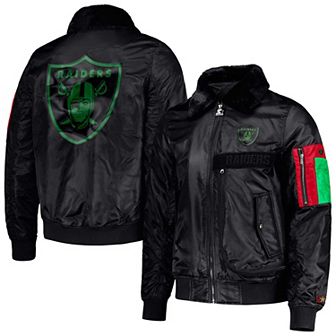 Men's Starter x Ty Mopkins Black Las Vegas Raiders Black History Month Satin Full-Zip Jacket
