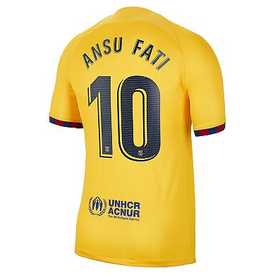 Youth Nike Ansu Fati Yellow Barcelona 2022/23 Fourth Breathe Stadium Replica Player Jersey