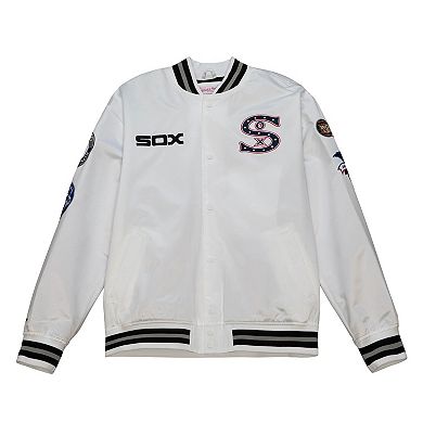 Men's Mitchell & Ness White Chicago White Sox City Collection Satin Full-Snap Varsity Jacket