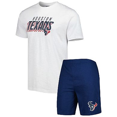 Men's Concepts Sport Navy/White Houston Texans Downfield T-Shirt & Shorts Sleep Set