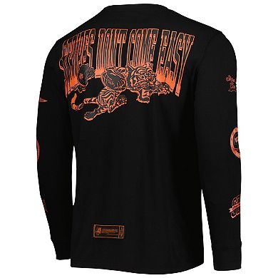 Unisex Black Cincinnati Bengals x BlaCkOWned Stripes Don't Come Easy Long Sleeve T-Shirt