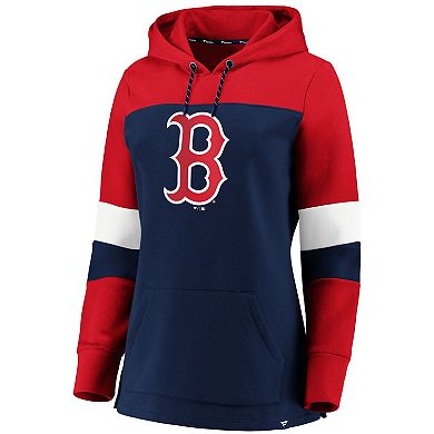 Women's Navy Boston Red Sox Plus Size Colorblock Pullover Hoodie