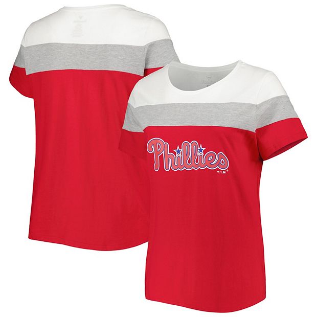 Women's Red/Heather Gray Philadelphia Phillies Plus Size Colorblock T-Shirt