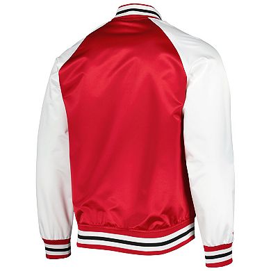 Men's Mitchell & Ness Red/White Chicago Blackhawks Primetime Raglan Satin Full-Snap Jacket