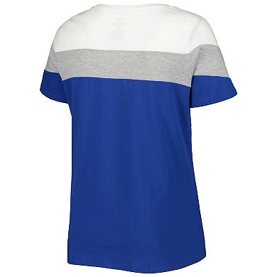 Women's White/Royal New York Mets Plus Size Colorblock T-Shirt
