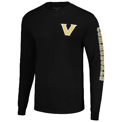 Men's Champion Black Vanderbilt Commodores Team Stack Long Sleeve T-Shirt