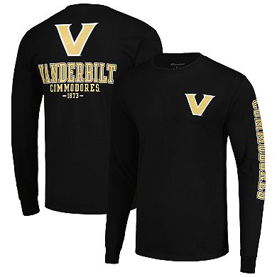 Men's Champion Black Vanderbilt Commodores Team Stack Long Sleeve T-Shirt