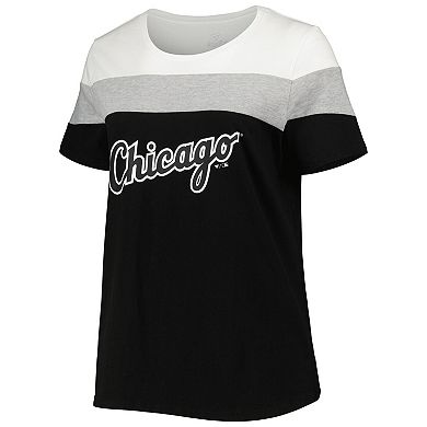 Women's Black/Heather Gray Chicago White Sox Plus Size Colorblock T-Shirt