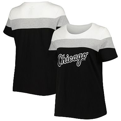 Women's Black/Heather Gray Chicago White Sox Plus Size Colorblock T-Shirt
