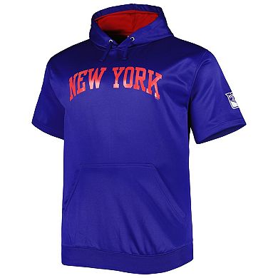 Men's Royal New York Rangers Big & Tall Logo Short Sleeve Hoodie