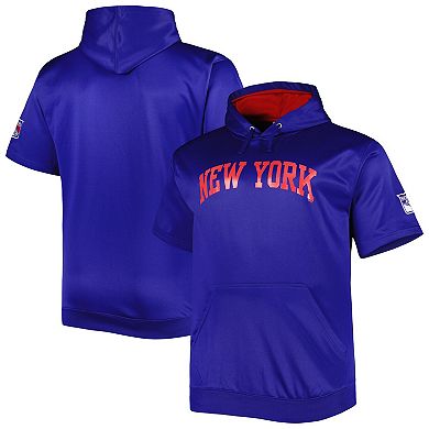 Men's Royal New York Rangers Big & Tall Logo Short Sleeve Hoodie