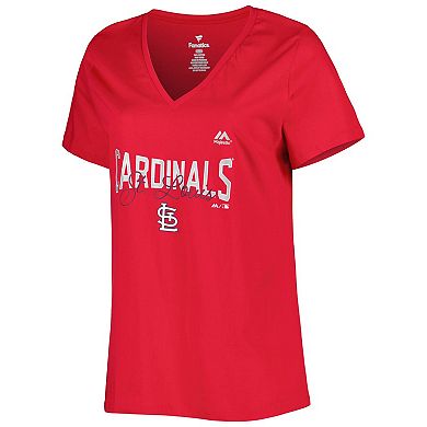Women's Red St. Louis Cardinals Plus Size Wordmark V-Neck T-Shirt