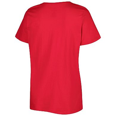 Women's Red St. Louis Cardinals Plus Size Wordmark V-Neck T-Shirt