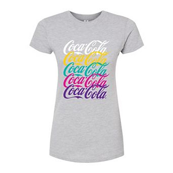 Juniors' Coca-Cola Logo 90s Stacked Fitted Tee