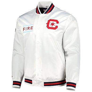 Men's Mitchell & Ness  White Chicago Fire City Full-Snap Satin Jacket