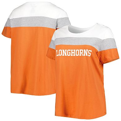 Women's Texas Orange Texas Longhorns Plus Size Split Body T-Shirt