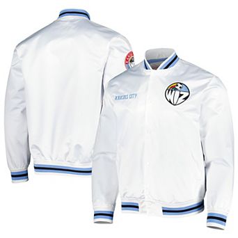Men's Mitchell & Ness White Sporting Kansas City City Full-Snap Satin Jacket