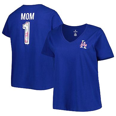 Women's Royal Los Angeles Dodgers Plus Size Best Mom EverÂ V-Neck T-Shirt