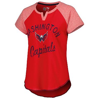 Women's Starter Red Washington Capitals Grand Slam Raglan Notch Neck T-Shirt