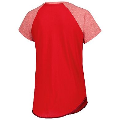 Women's Starter Red Washington Capitals Grand Slam Raglan Notch Neck T-Shirt