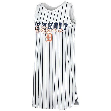 Women's Concepts Sport White Detroit Tigers Reel Pinstripe Knit Sleeveless Nightshirt