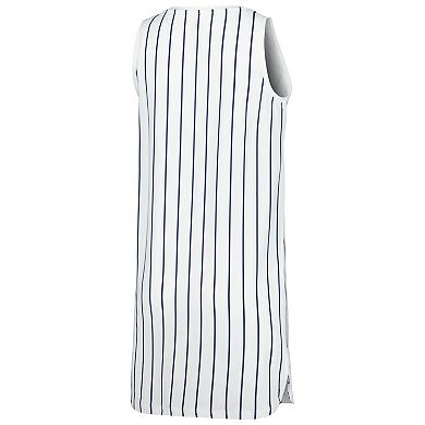 Women's Concepts Sport White Detroit Tigers Reel Pinstripe Knit Sleeveless Nightshirt