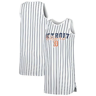 Women's Concepts Sport White Detroit Tigers Reel Pinstripe Knit Sleeveless Nightshirt