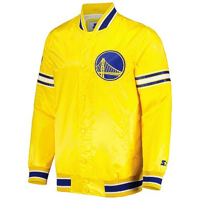 Men's Starter Gold Golden State Warriors Slider Satin Full-Snap Varsity Jacket
