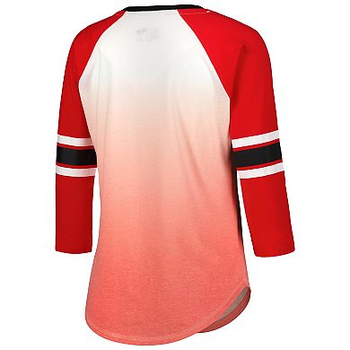 Women's G-III 4Her by Carl Banks Red Chicago Blackhawks Lead Off Tri-Blend Raglan 3/4-Sleeve V-Neck T-Shirt