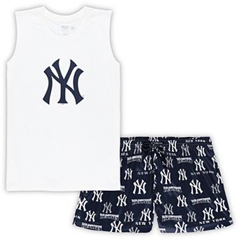 Women's Concepts Sport White/Navy New York Yankees Plus Size Tank Top & Shorts Sleep Set