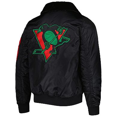 Men's Starter x Ty Mopkins Black Pittsburgh Penguins Black History Month Varsity Full-Zip Jacket