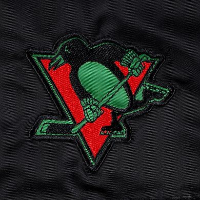 Men's Starter x Ty Mopkins Black Pittsburgh Penguins Black History Month Varsity Full-Zip Jacket