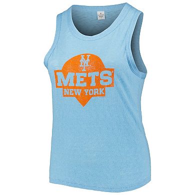 Women's Soft as a Grape Light Blue New York Mets Plus Size High Neck Tri-Blend Tank Top