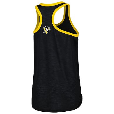 Women's G-III 4Her by Carl Banks Black Pittsburgh Penguins First Base Racerback Scoop Neck Tank Top