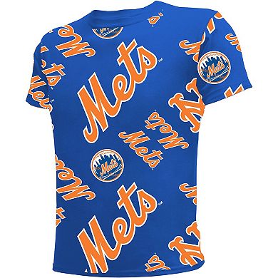 Youth Stitches Royal New York Mets Allover Team T-Shirt