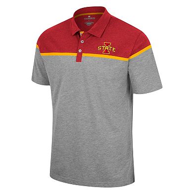 Men's Colosseum Heather Gray Iowa State Cyclones Chamberlain Polo