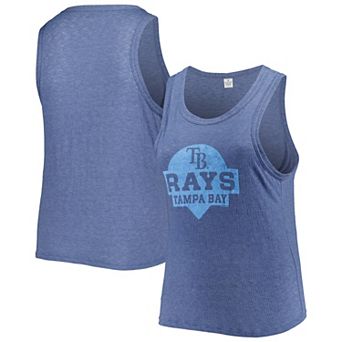 Women's Soft as a Grape Navy Tampa Bay Rays Plus Size High Neck Tri-Blend Tank Top