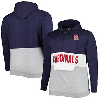 Men's Navy/White St. Louis Cardinals Big & Tall Fleece Half-Zip Hoodie
