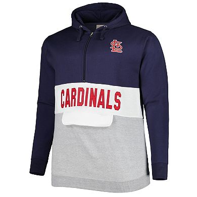 Men's Navy/White St. Louis Cardinals Big & Tall Fleece Half-Zip Hoodie