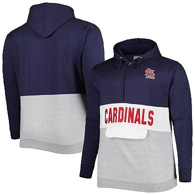 Men's Navy/White St. Louis Cardinals Big & Tall Fleece Half-Zip Hoodie