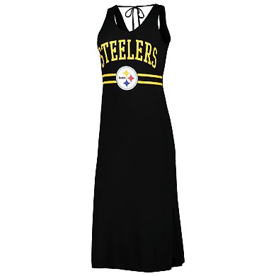 Women's G-III 4Her by Carl Banks Black Pittsburgh Steelers Training V-Neck Maxi Dress