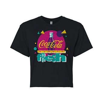 Juniors' Coca-Cola Pattern Logo Cropped Tee