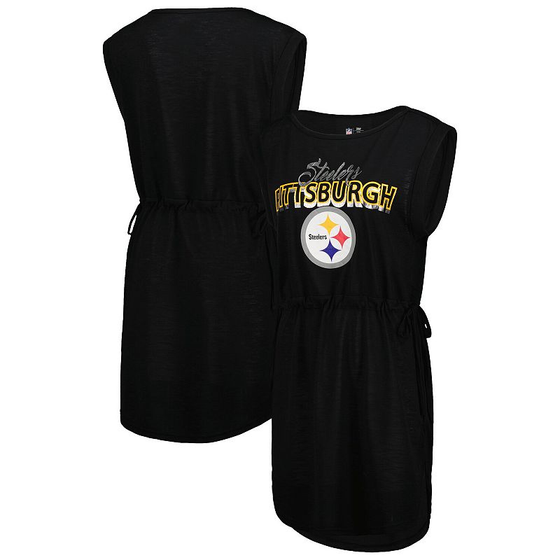 Women's G-III 4Her by Carl Banks Black Pittsburgh Steelers G.O.A.T. Swimsuit Cover-Up, Size: Large