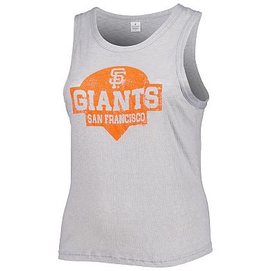 Women's Soft as a Grape Gray San Francisco Giants Plus Size High Neck Tri-Blend Tank Top