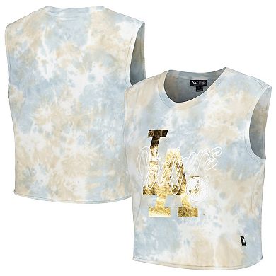 Women's The Wild Collective White Los Angeles Dodgers Washed Muscle Tank Top