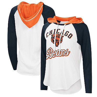 Women's G-III 4Her by Carl Banks White Chicago Bears MVP Raglan Hoodie Long Sleeve T-Shirt